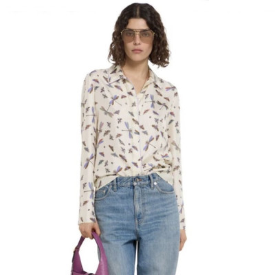 구찌 여성 프린트 실크 트윌 셔츠 - Gucci Womens Printed Silk-twill Shirt - guc14295x