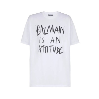 발망 남성 라운드 반팔티 - Balmain Mens Round Tshirt - bac14305x