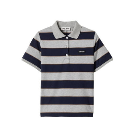 미우미우 남성 폴로 반팔 티셔츠 - Miumiu Mens Striped Polo Shirt - mic14342x
