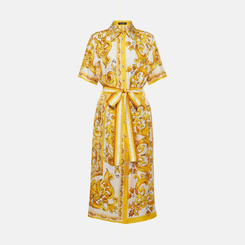돌체앤가바나 여성 마졸리카 트윌 셔츠 드레스 - Dolce&Gabbana Womens Majolica Twill Shirt Dress - doc14455x