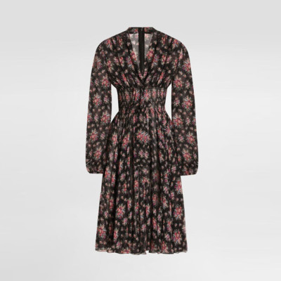 돌체앤가바나 여성 플로럴 미디 롱소매 드레스 - Dolce&Gabbana Womens Long Sleeves Floral Midi Dress - doc14463x