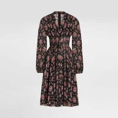 돌체앤가바나 여성 플로럴 미디 롱소매 드레스 - Dolce&Gabbana Womens Long Sleeves Floral Midi Dress - doc14463x