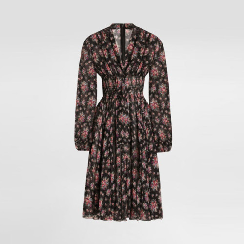 돌체앤가바나 여성 플로럴 미디 롱소매 드레스 - Dolce&Gabbana Womens Long Sleeves Floral Midi Dress - doc14463x