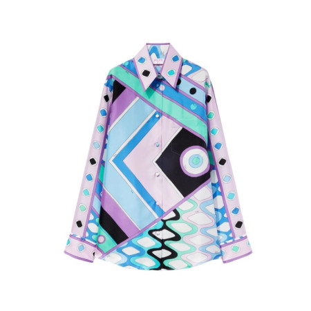 푸치 여성 비바라 프린트 실크 셔츠 - Pucci Womens Vivara Print Silk Shirt - puc14466x