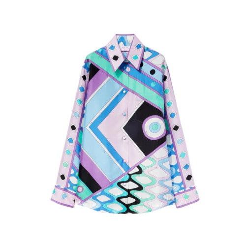 푸치 여성 비바라 프린트 실크 셔츠 - Pucci Womens Vivara Print Silk Shirt - puc14466x