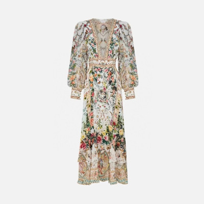 카밀라 여성 긴 단추 앞 여밈 드레스 - Camilla Womens Long Button Front Dress - cac14470x