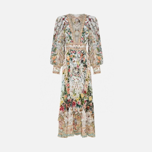 카밀라 여성 긴 단추 앞 여밈 드레스 - Camilla Womens Long Button Front Dress - cac14470x