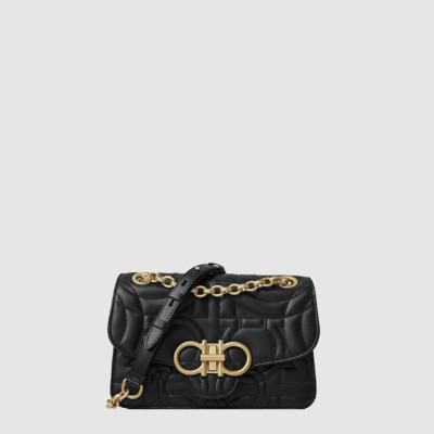 페라가모 여성 퀼티드 간치니 플랩 백 스몰 - Ferragamo Womens Quilted Gancini Flap Bag Small - feb15385x