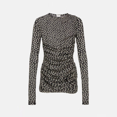 입생로랑 여성 도트 러플 튤 미니 드레스 - Saint Laurent Womens Ruched Mini Dress - ysc14536x