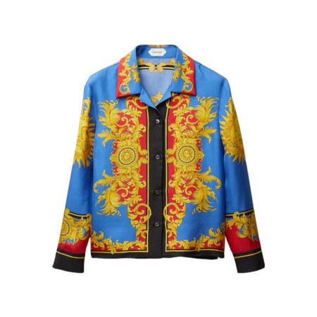 베르사체 여성 프린트 실크 트윌 셔츠 - Versace Womens Printed Silk Twill Shirt - vec14542x