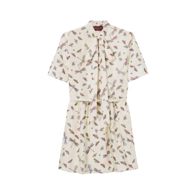 구찌 여성 프린트 실크 트윌 드레스 - Gucci Womens Printed Silk Twill Dress - guc14546x