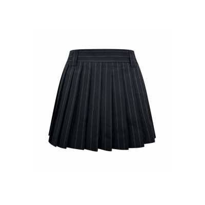 미우미우 여성 플리츠 미디 스커트 - Miumiu Womens Pleated Striped Midi Skirt - mic14646x