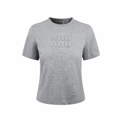 미우미우 여성 라운드 티셔츠 - Miumiu Womens Round Tshirt - mic14653x