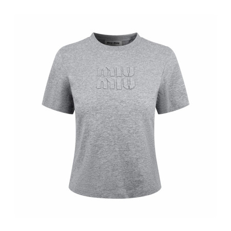 미우미우 여성 라운드 티셔츠 - Miumiu Womens Round Tshirt - mic14653x