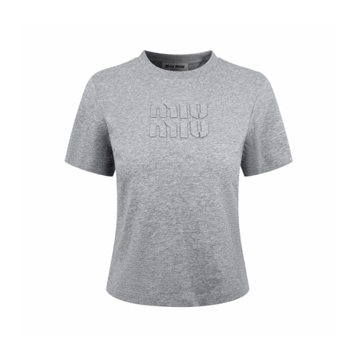 미우미우 여성 라운드 티셔츠 - Miumiu Womens Round Tshirt - mic14653x