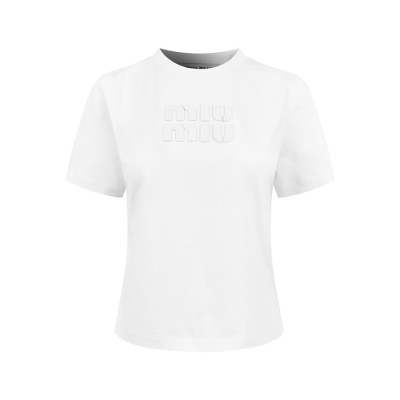 미우미우 여성 라운드 티셔츠 - Miumiu Womens Round Tshirt - mic14654x