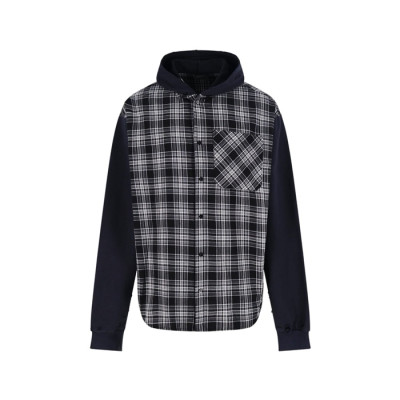 발렌시아가 남성 체크 패치워크 후드 셔츠 재킷 - Balenciaga Mens Flannel Hooded Shirt Jacket - bac14712x