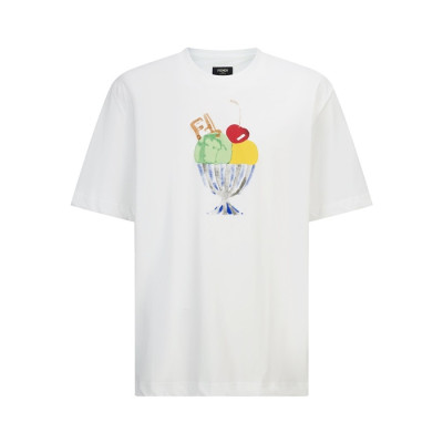 펜디 남성 라운드 반팔 티셔츠 - Fendi Mens Round Tshirt - fec14756x