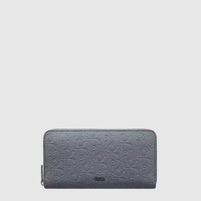 디올 남성 가죽 지퍼 장지갑 - Dior Mens Leather Zipper Long Wallet - diw438x