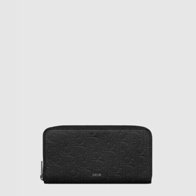 디올 남성 가죽 지퍼 장지갑 - Dior Mens Leather Zipper Long Wallet - diw439x
