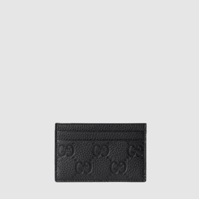 구찌 남/녀 GG 엠블럼 가죽 카드 홀더 - Gucci Unisex GG Emblem Leather Card Holder - guw499x
