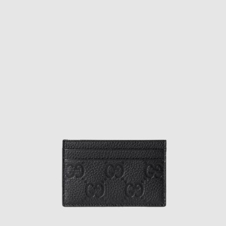 구찌 남/녀 GG 엠블럼 가죽 카드 홀더 - Gucci Unisex GG Emblem Leather Card Holder - guw499x