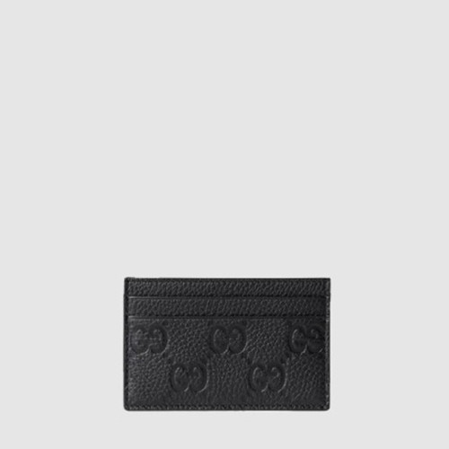 구찌 남/녀 GG 엠블럼 가죽 카드 홀더 - Gucci Unisex GG Emblem Leather Card Holder - guw499x