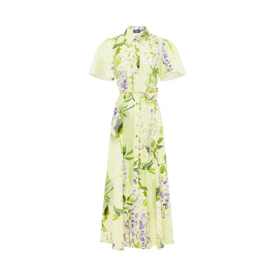 레오 린 여성 비앙카 플로럴 아플리케 미디 드레스 - Leo Lin Womens Bianca Floral Appliquéd Midi Dress - lec15053x