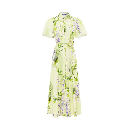 레오 린 여성 비앙카 플로럴 아플리케 미디 드레스 - Leo Lin Womens Bianca Floral Appliquéd Midi Dress - lec15053x