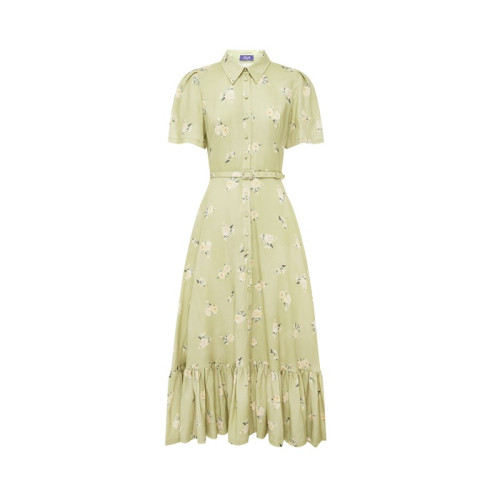 레오 린 여성 비앙카 플로럴 아플리케 미디 드레스 - Leo Lin Womens Bianca Floral Appliquéd Midi Dress - lec15055x