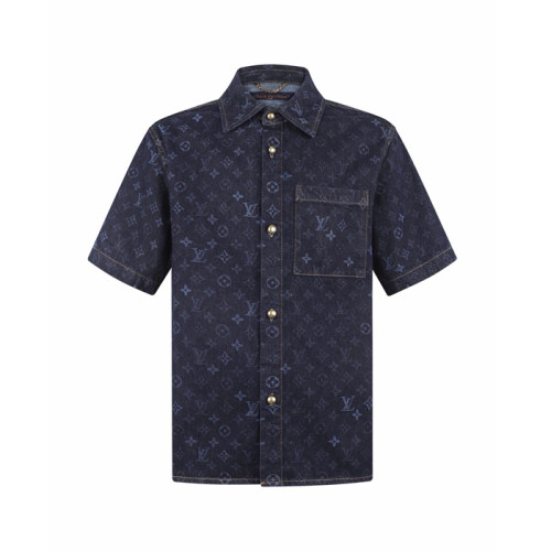 루이비통 남성 반팔 셔츠 - Louis vuitton Mens Denim Shirt - lvc15251x