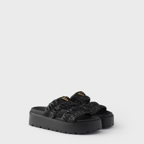 프라다 여성 마틀라쎄 슬라이드 - Prada Womens Matelasse Slides - prs14045x