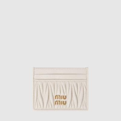 미우미우 여성 마테라쎄 가죽 카드 지갑 - Miumiu Womens Matelassé Leather Card Holder - miw695x