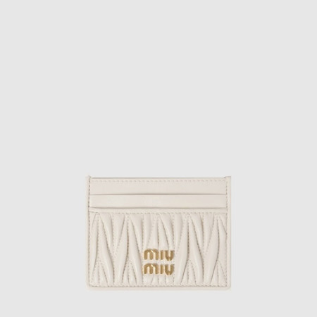미우미우 여성 마테라쎄 가죽 카드 지갑 - Miumiu Womens Matelassé Leather Card Holder - miw695x