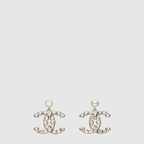 샤넬 여성 CC 하트 큐빅 드롭 이어링 - Chanel Womens CC Heart Cubic Drop Earring - acc8048x