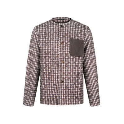 루이비통 남성 모노그램 시크 칼라리스 트위드 재킷 - Louis vuitton Mens Monogram Chic Collarless Tweed Jacket - lvc16570x