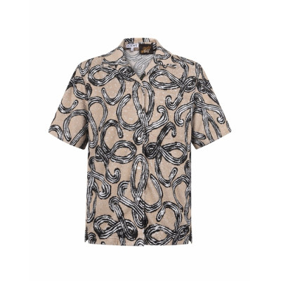 로에베 남성 이비자 캠프 ​​칼라 프린트 블렌드 테리 셔츠 - Loewe Mens Ibiza Camp Collar Printed Blend Terry Shirt - loc16590x