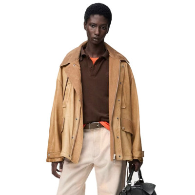로에베 남성 가죽 후드 자켓 - Loewe Mens Leather Hooded Jacket - loc16602x