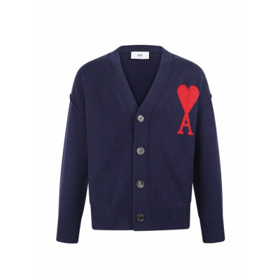 아미 남/녀 브이넥 가디건 - Ami Unisex V-neck Cardigan - amc16616x