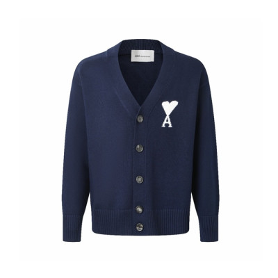 아미 남/녀 브이넥 가디건 - Ami Unisex V-neck Cardigan - amc16629x