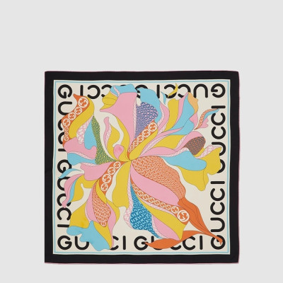구찌 여성 로고 플라워 프린팅 스카프 - Gucci Womens Logo Flower Print Scarf - acc8991x