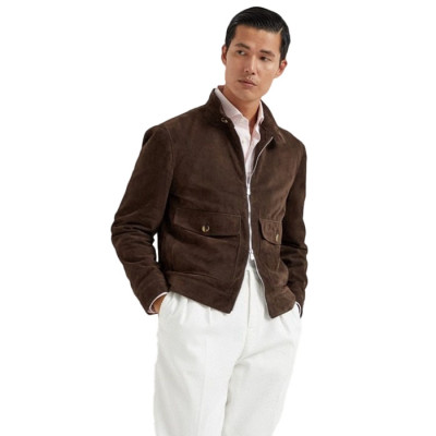 브루넬로쿠치넬리 남성 가죽 자켓 - Brunello Cucinelli Mens Leather Jacket - brc17072x