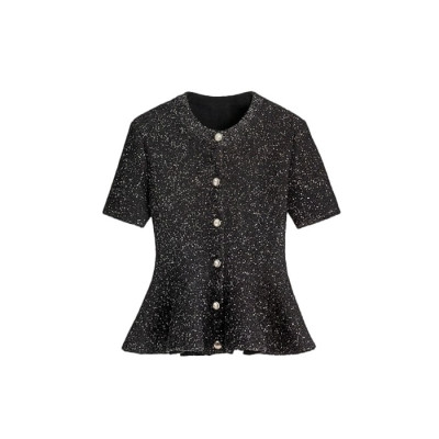 디올 여성 반팔 페플럼 가디건 - Dior Womens Short-Sleeved Peplum Cardigan - dic17109x
