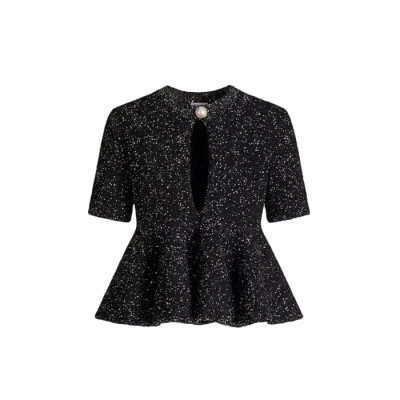 디올 여성 반팔 페플럼 가디건 - Dior Womens Short-Sleeved Peplum Cardigan - dic17110x