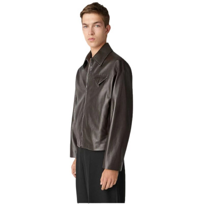 보테가 베네타 남성 가죽 봄버 재킷 - Bottega veneta Mens Leather Bomber Jacket - bvc17209x
